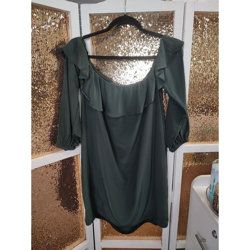 Amanda Uprichard Revolve Forest Green Dress 100% Silk